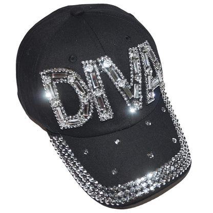Popfizzy Women’s Rhinestone Diva Hat, Adult Bling Black Baseball Cap