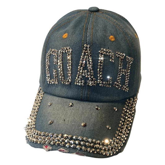 Popfizzy Bling Coach Hat with Rhinestones for Women, Best Cheer Coach Hat, Soccer Coach, Baseball Coach, Sports Coach Gifts