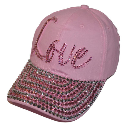 Popfizzy Womens Bling Cap, Rhinestone Baseball Cap, Bejeweled Distressed Denim Hat, Bling Gifts for Women