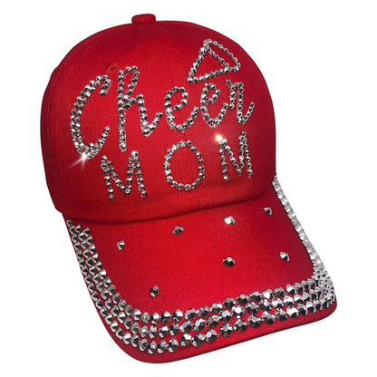 Popfizzy Cheer Mom Hat for Women, Rhinestone Cheer Mom Gifts, Bling Cheer Accessories, Cheer Clothes, Cool Cheer Gifts