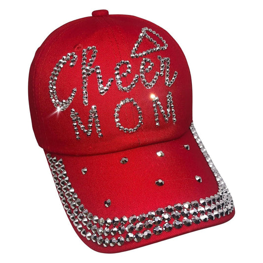 Popfizzy Cheer Mom Hat for Women, Rhinestone Cheer Mom Gifts, Bling Cheer Accessories, Cheer Clothes, Cool Cheer Gifts