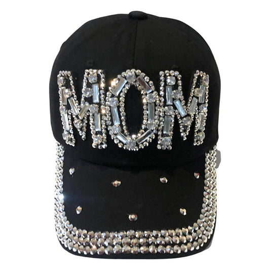 Popfizzy Rhinestone Mom Hat, Bling Baseball Cap for Mom, Cool Mom Gifts, Best Mama Hat, Sparkle Mom Accessories, Mom Cap