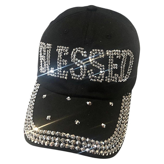 Popfizzy Bling Blessed Hats for Women, Rhinestone Christian Hats, Faith Based Christian Apparel, Blessed Mama, Blessed Items