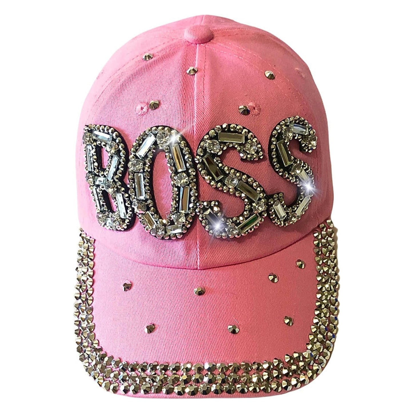 Popfizzy Bling Pink Boss Baseball Cap for Women, Best Boss Gifts for Women, Rhinestone Boss Hat, Gifts for Boss Women