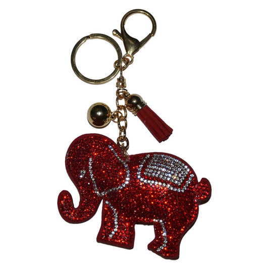 Popfizzy Red Elephant Keychains for Women and Girls, Bling Backpack Key Chain for Animal Lovers, Rhinestone Purse Charms