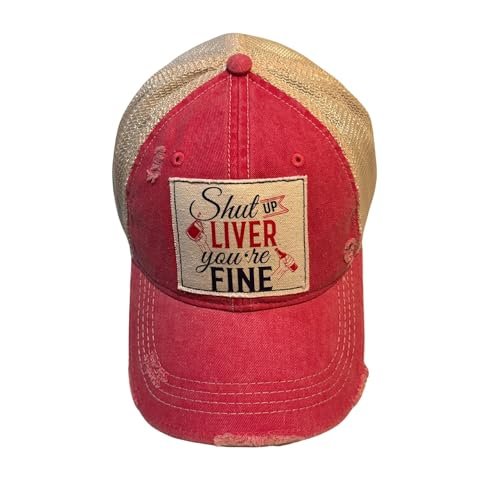 Popfizzy Shut Up Liver You're Fine Hat for Men and Women, Funny Drinking Gifts, Jersey Shore Trucker Hats, Adult Humor Caps
