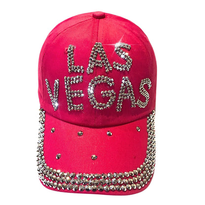 Popfizzy Rhinestone Las Vegas Ball Cap, Bling Hot Pink Las Vegas Hat for Women, Las Vegas Souvenir, Bedazzled Las Vegas Gifts