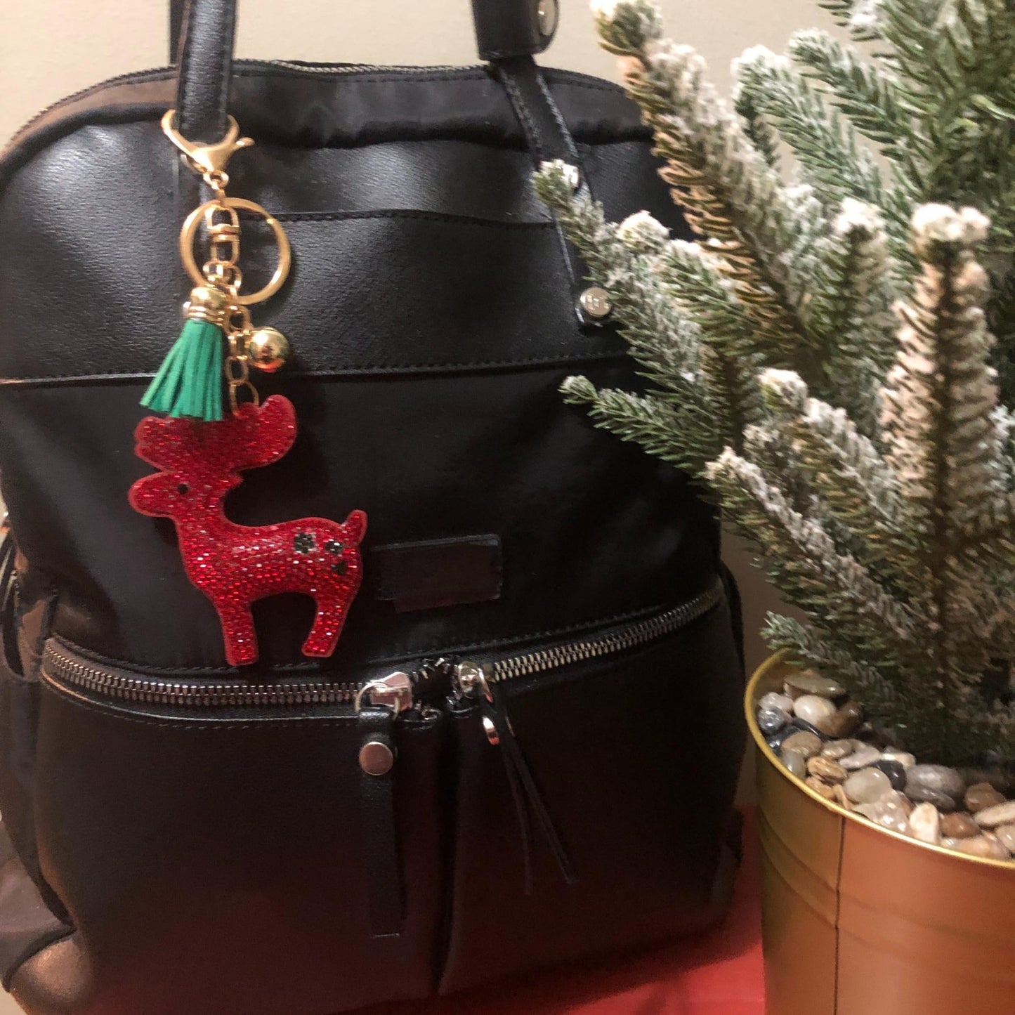 Popfizzy Bling Red Reindeer Keychain, Christmas Gifts for Women and Girls, Stocking Stuffers, Christmas Party Favors