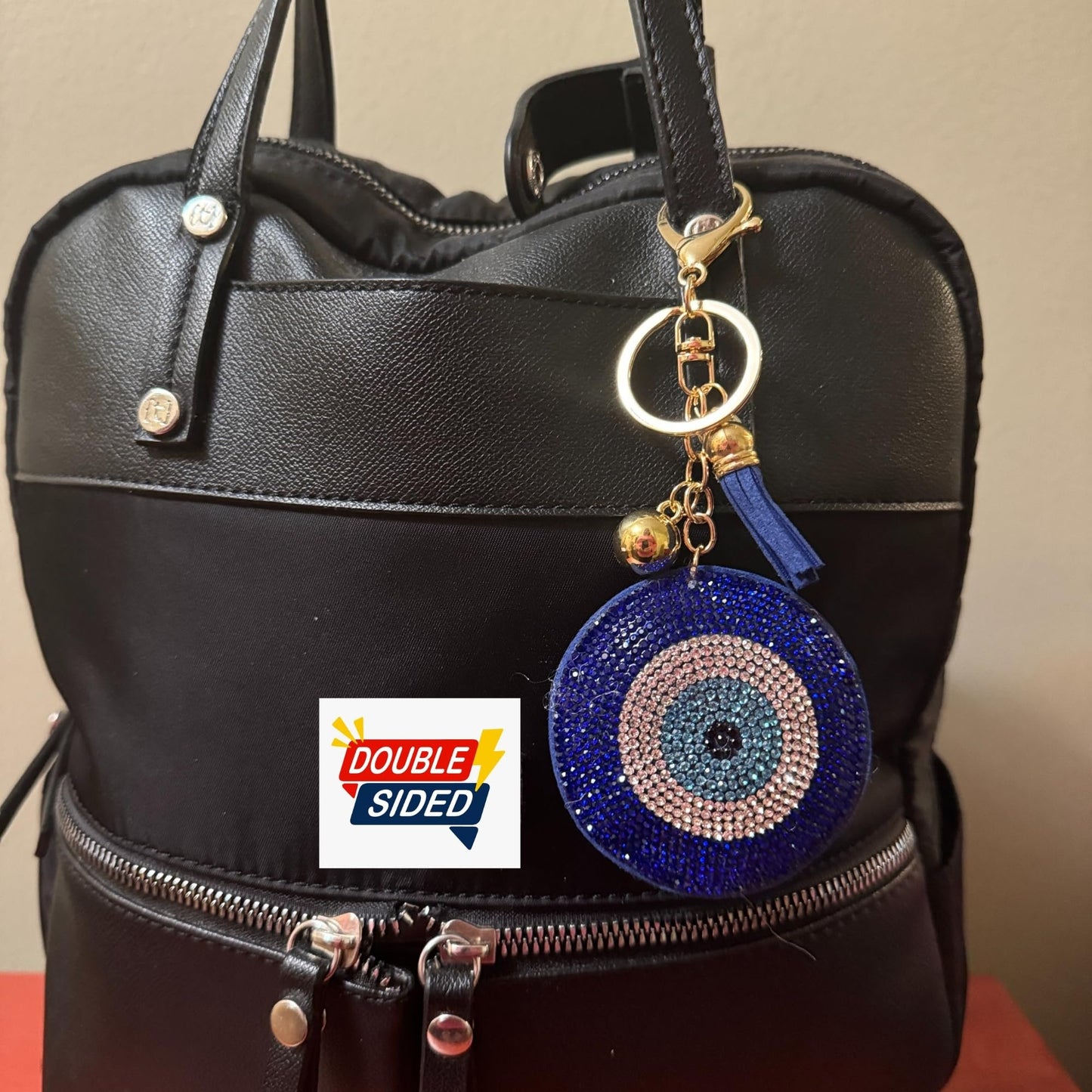 Popfizzy Bling Evil Eye Keychain for Women and Girls, Purse Charm, Rhinestone Bag Charm, Evil Eye Gifts, Double Sided