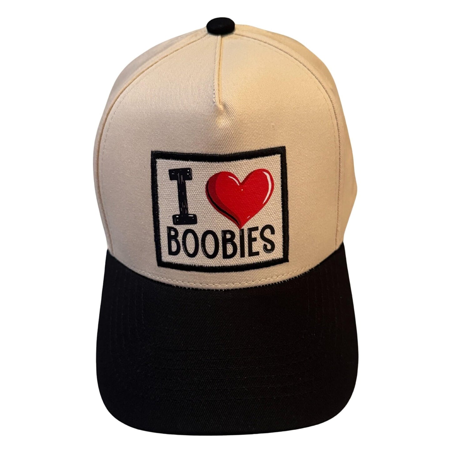 Popfizzy I Love Boobies Funny Hat for Men and Women, Adult Humor Cap, Cotton Baseball Cap, Breast Cancer Gifts for Adults