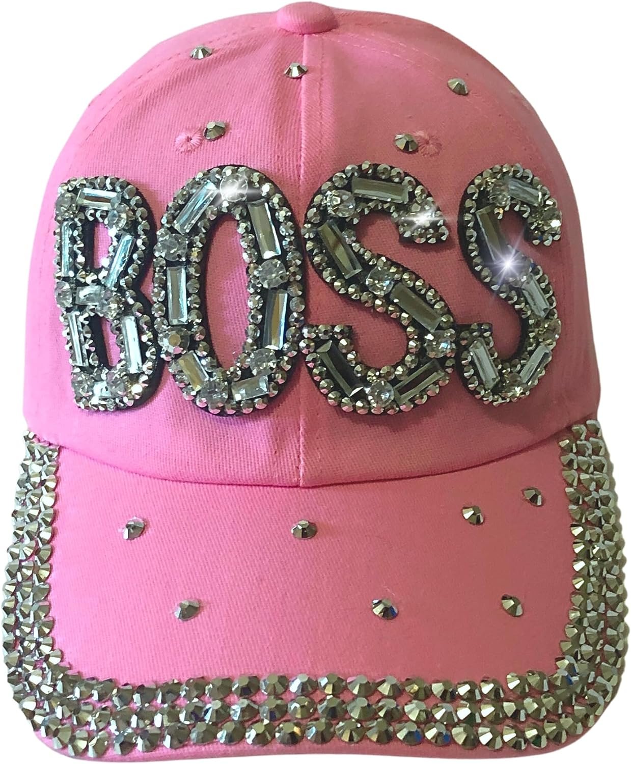 Popfizzy Bling Pink Boss Baseball Cap for Women, Best Boss Gifts for Women, Rhinestone Boss Hat, Gifts for Boss Women