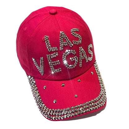 Popfizzy Rhinestone Las Vegas Ball Cap, Bling Hot Pink Las Vegas Hat for Women, Las Vegas Souvenir, Bedazzled Las Vegas Gifts