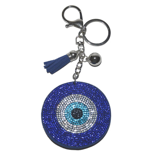 Popfizzy Rhinestone Blue Evil Eye Keychain for Women, Girl’s Backpack Key Fob, Bling Purse Charm for Handbags, Bag Charms