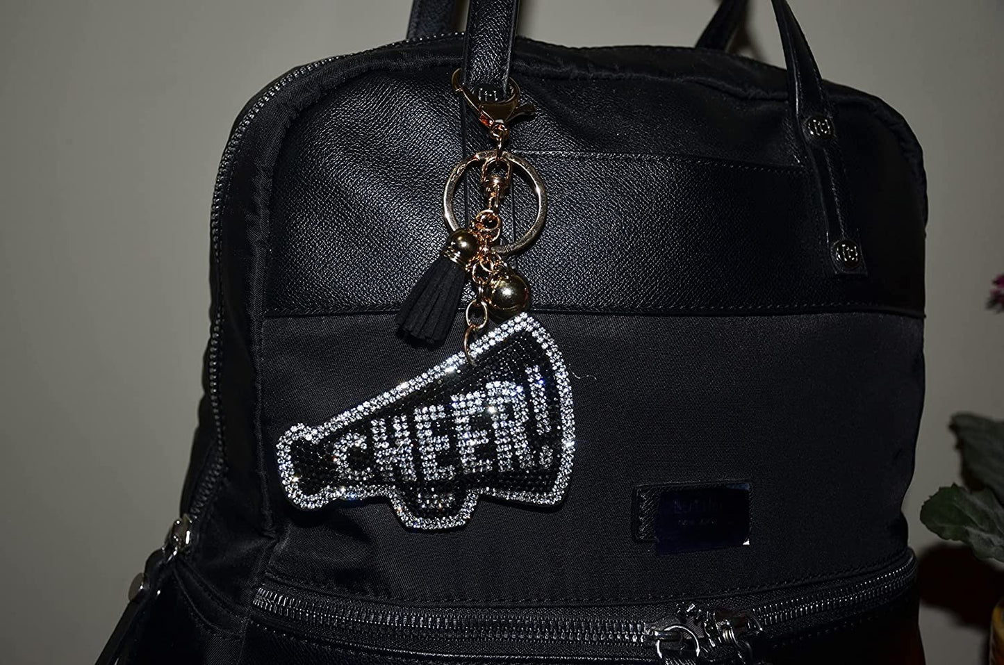 Popfizzy Silver and Black Cheer Keychain for Women and Girls, Cheerleader Bag Charm