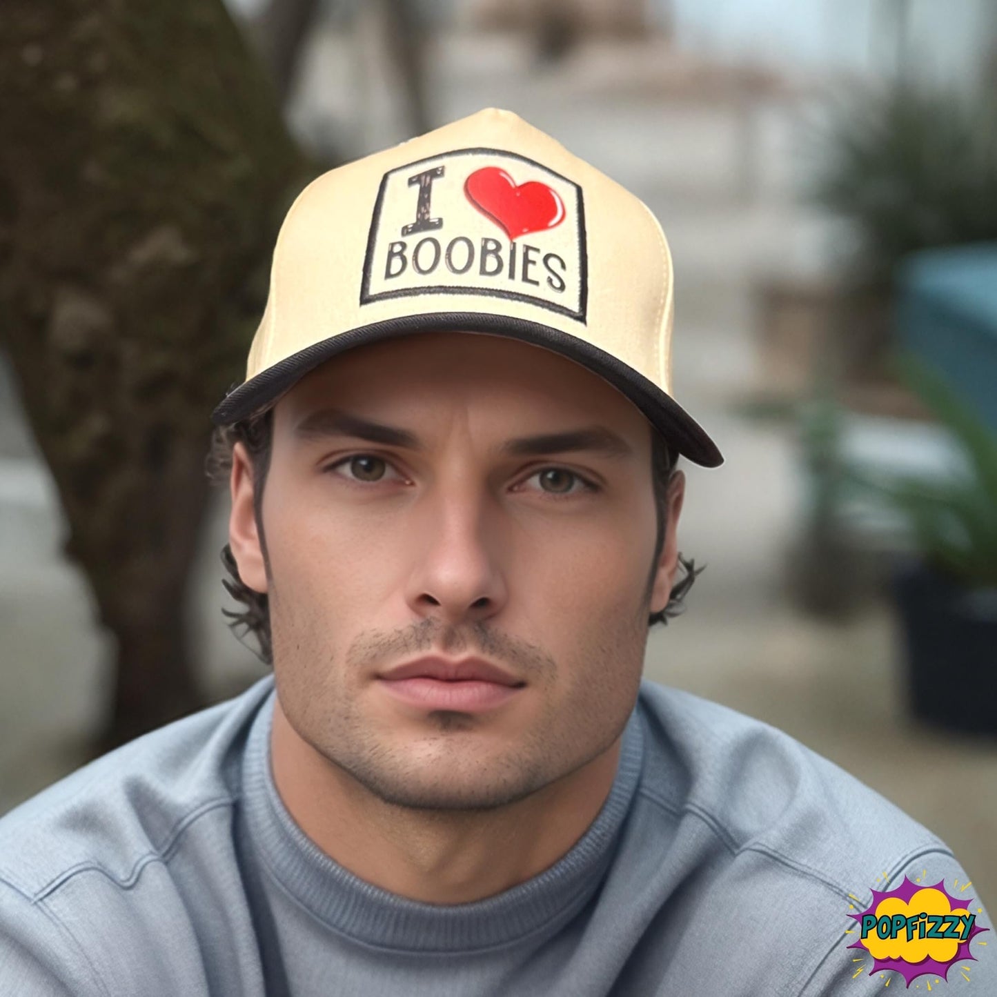 Popfizzy I Love Boobies Funny Hat for Men and Women, Adult Humor Cap, Cotton Baseball Cap, Breast Cancer Gifts for Adults