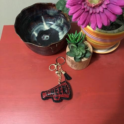 Popfizzy Black and Red Cheer Keychain for Women and Girls, Cheerleader Bag Charm