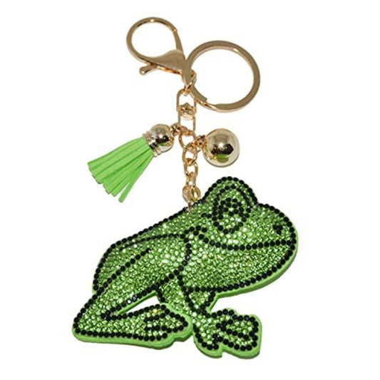 Popfizzy Green Frog Keychains for Women and Girls, Bling Backpack Key Chain for Animal Lovers, Rhinestone Purse Charms