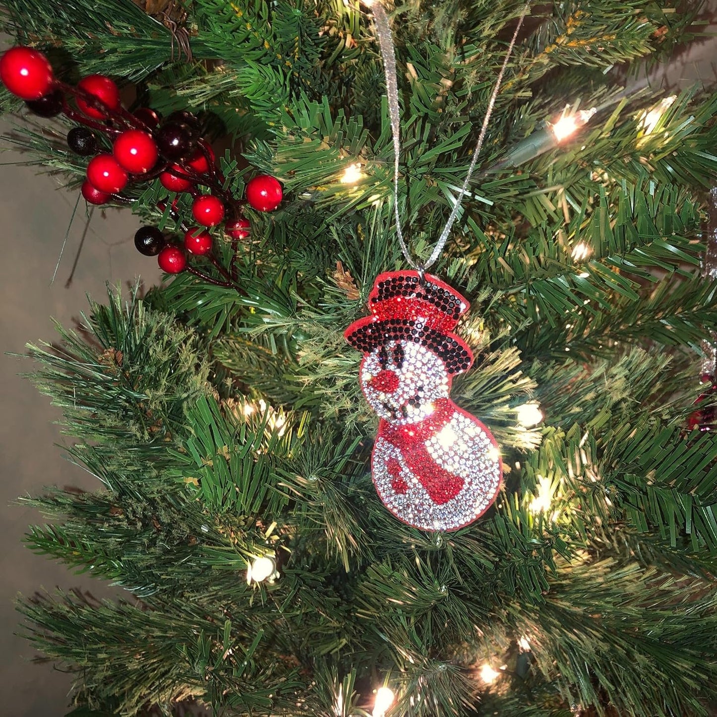 Popfizzy Bling Snowman Christmas Ornaments 2023, Christmas Decorations for Tree, Rhinestone Christmas Tree Ornaments, Xmas Tree Décor (SILVER)
