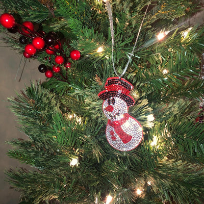 Popfizzy Bling Snowman Christmas Ornaments 2023, Christmas Decorations for Tree, Rhinestone Christmas Tree Ornaments, Xmas Tree Décor (SILVER)