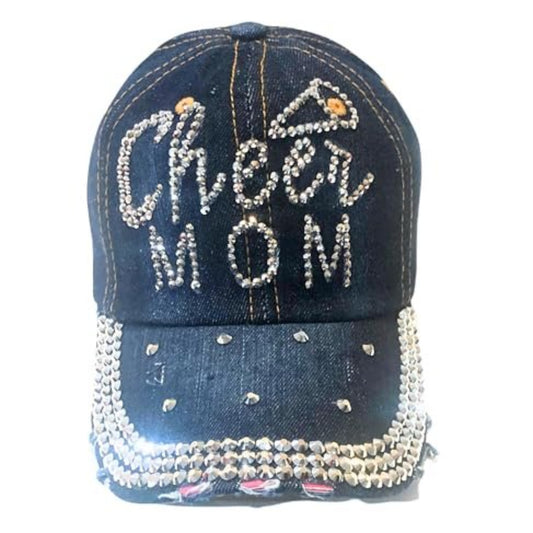 Popfizzy Cheer Mom Hat for Women, Rhinestone Cheer Mom Gifts, Bling Cheer Accessories, Cheer Clothes, Cool Cheer Gifts