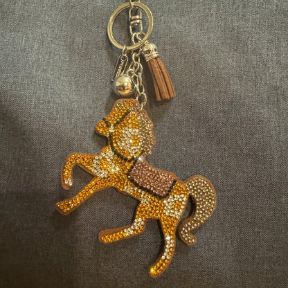 Popfizzy Rhinestone Horse Keychain Accessories for Women, Equestrian Purse Charms, Bag Charms, Horse Lover Gifts for Girls