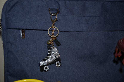 Popfizzy Rhinestone Roller Skate Keychain for Women, Rollerskate Backpack Charm, Bling Skate Purse Charm, Roller Skating Gift