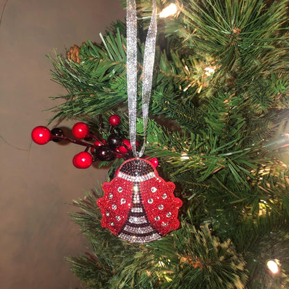 Popfizzy Bling Ladybug Christmas Ornaments 2023, Christmas Decor for Tree, Rhinestone Christmas Tree Ornaments, Xmas Décor