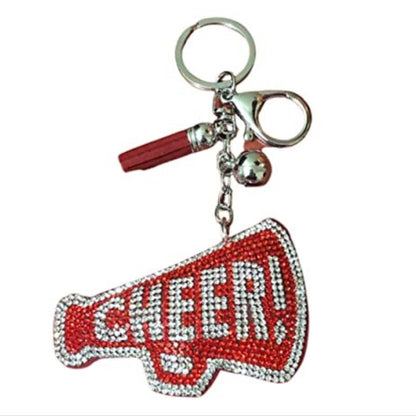 Popfizzy Cheer Keychain, Bling Cheerleading Backpack Key Chain, Rhinestone Cheerleader Purse Charms
