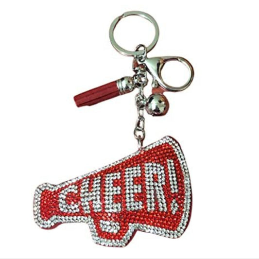 Popfizzy Cheer Keychain, Bling Cheerleading Backpack Key Chain, Rhinestone Cheerleader Purse Charms