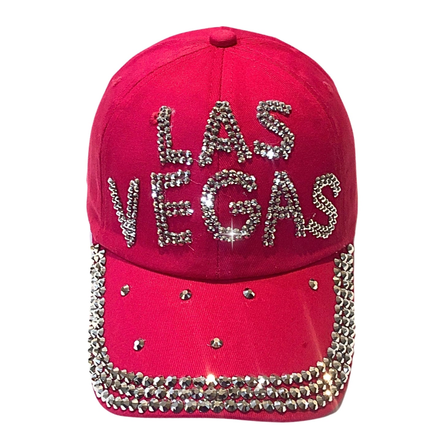 Popfizzy Rhinestone Las Vegas Ball Cap, Bling Hot Pink Las Vegas Hat for Women, Las Vegas Souvenir, Bedazzled Las Vegas Gifts