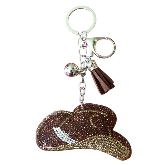 Popfizzy Cowgirl Hat Rhinestone Keychain Accessories for Women, Car Keys Keychain Charms, Cute Keychain, Bling Purse Charms for Handbags