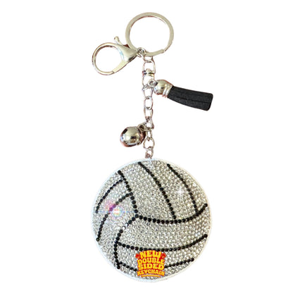 Popfizzy Bling Volleyball Keychain for Women and Girls, Purse Charm, Rhinestone Bag Charm, Volleyball Gifts, Double Sided