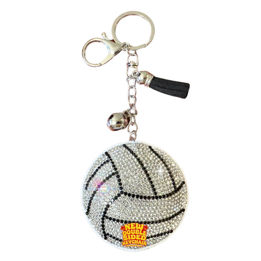 Popfizzy Bling Volleyball Keychain for Women and Girls, Purse Charm, Rhinestone Bag Charm, Volleyball Gifts, Double Sided