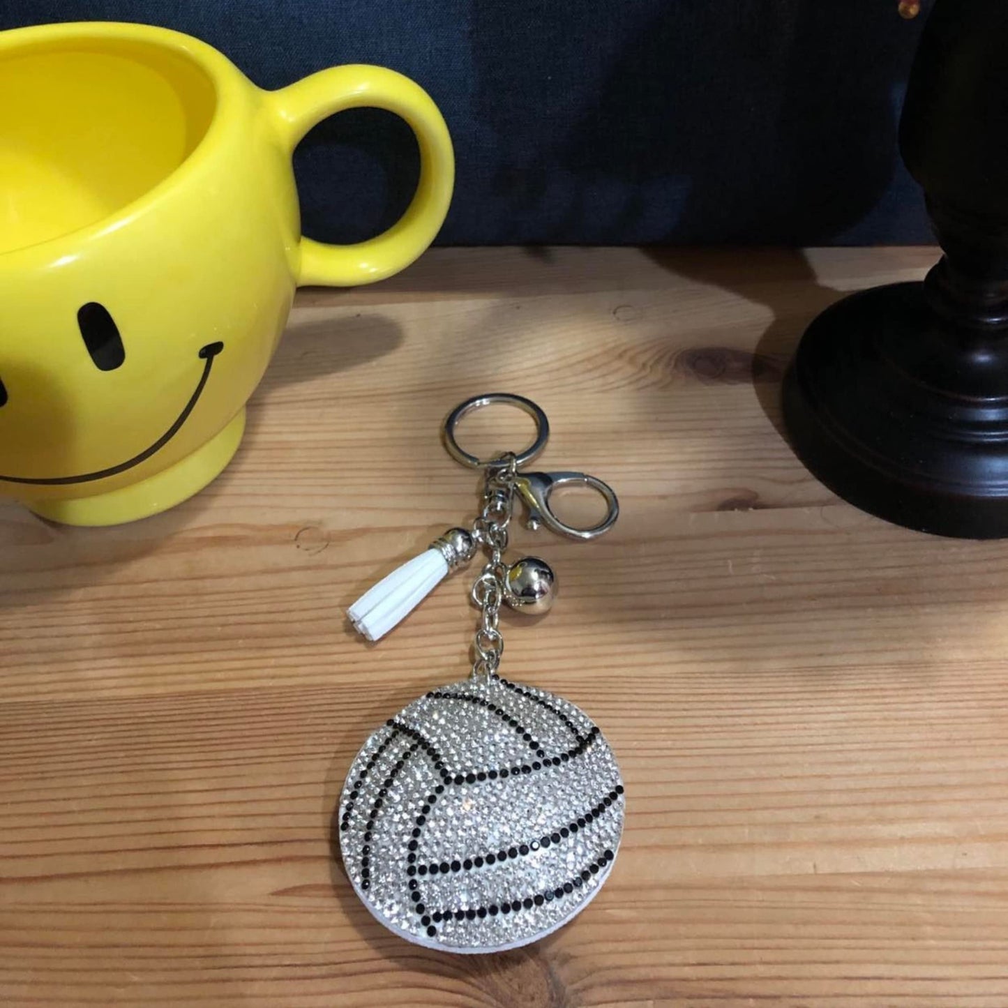 Popfizzy Volleyball Keychains for Teen Girls and Women, Rhinestone Volleyball Backpack Charm, Volleyball Gifts, Bling Volleyball Accessories