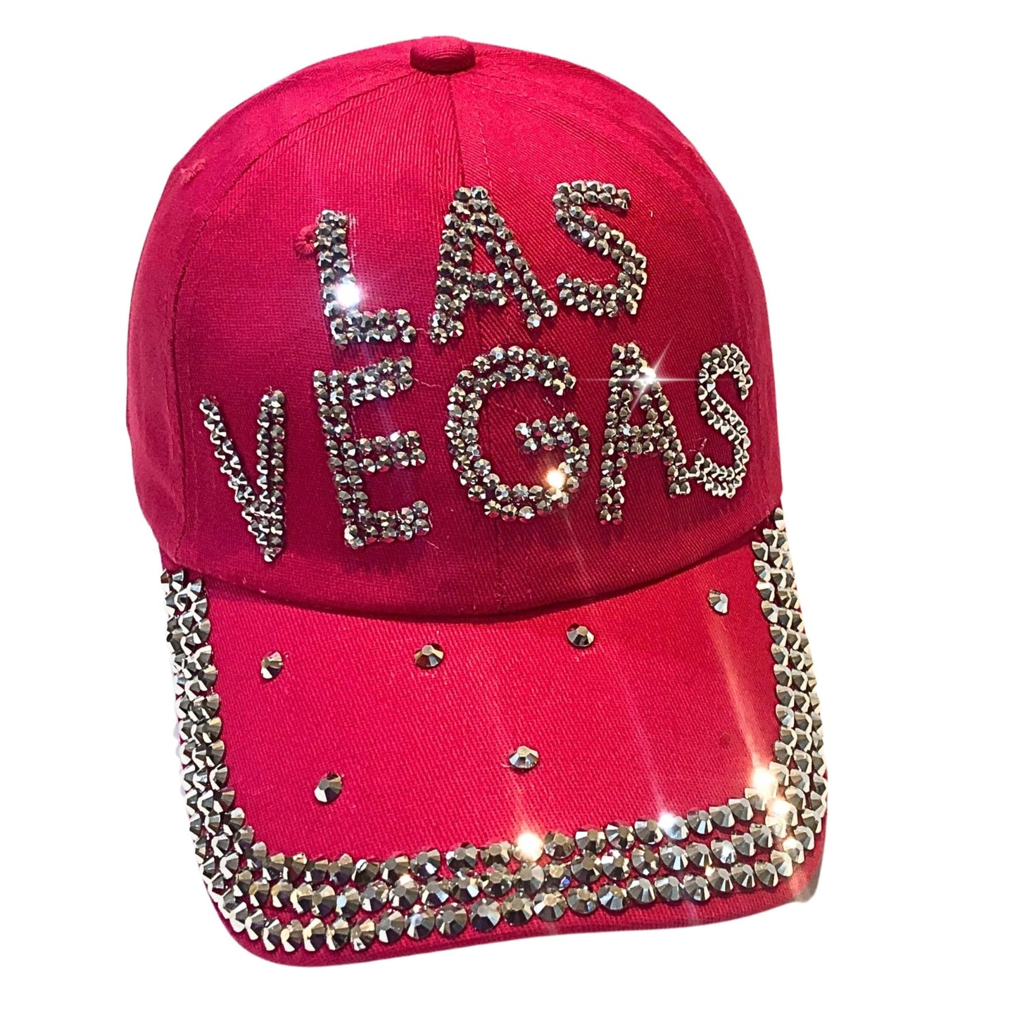 Popfizzy Rhinestone Las Vegas Ball Cap, Bling Hot Pink Las Vegas Hat for Women, Las Vegas Souvenir, Bedazzled Las Vegas Gifts