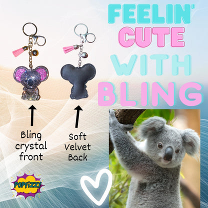 Popfizzy Bling Koala Keychain Accessories for Women, Rhinestone Purse Charm, Koala Gifts, Backpack Decor, Fun Koala Keyring