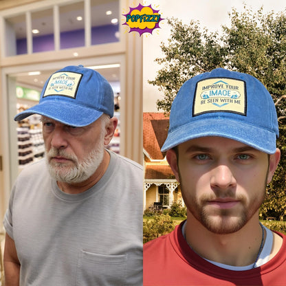 Popfizzy Improve Your Image Funny Hat for Men and Women, Jersey Shore Baseball Cap with Funny Sayings, Great Gifts for Adults