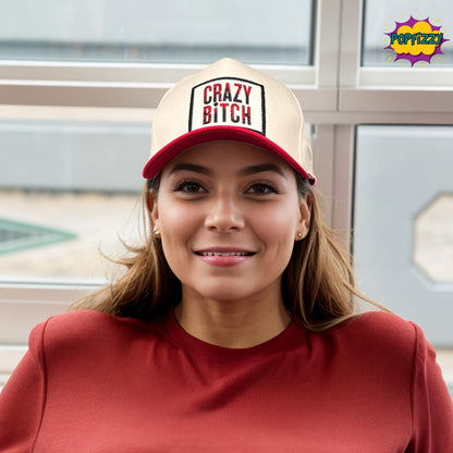 Popfizzy Crazy Bitch Funny Hats for Women, Hats with Funny Sayings, Jersey Shore Baseball Cap, Sarcastic Gifts for Her