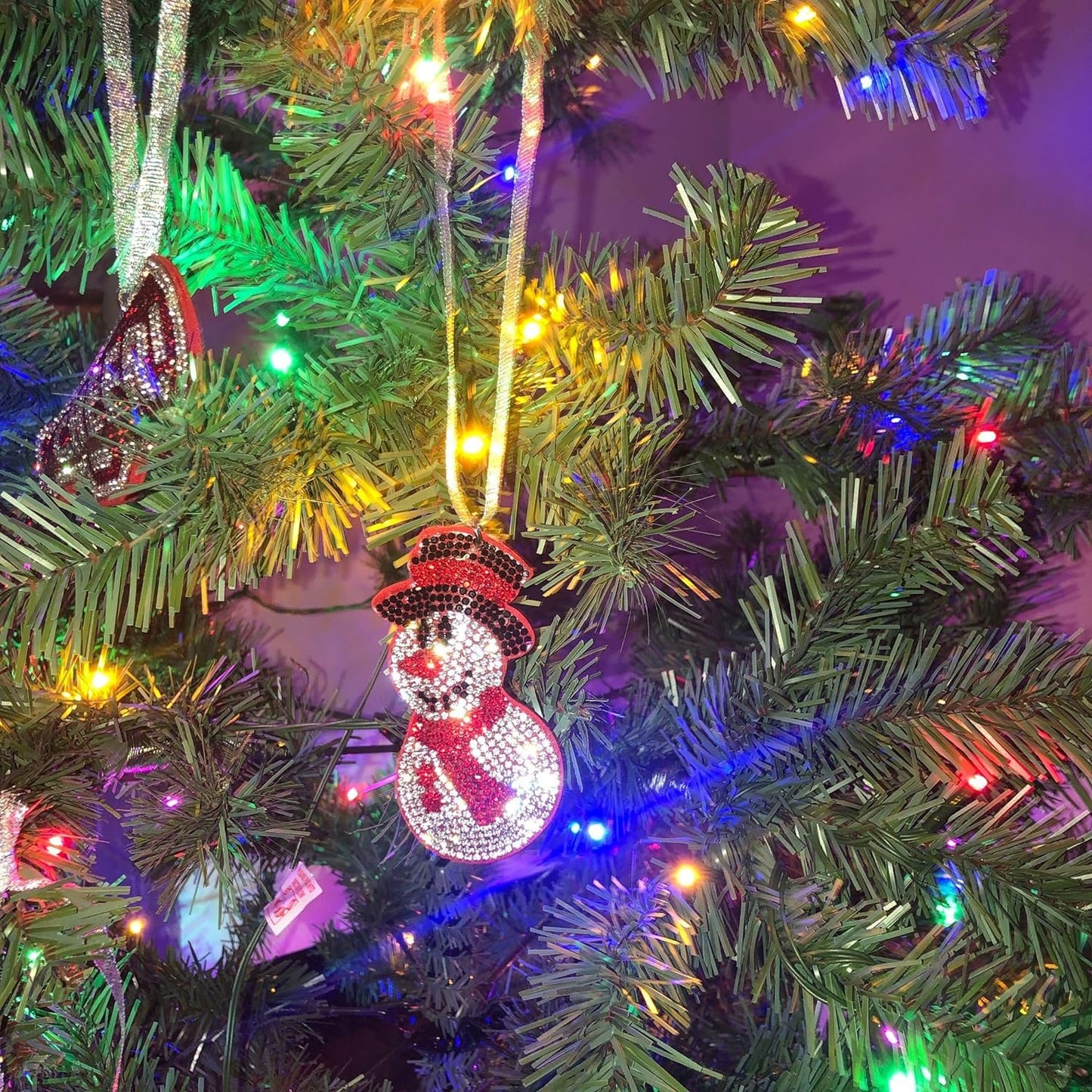 Popfizzy Bling Snowman Christmas Ornaments 2023, Christmas Decorations for Tree, Rhinestone Christmas Tree Ornaments, Xmas Tree Décor (SILVER)