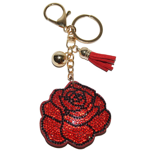 Rose Keychain for Women and Girls Rhinestone Purse Charms Bling Bag Charm