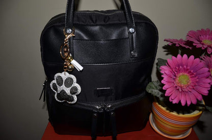 Popfizzy Paw Print Keychain, Bling Purse Charm, Backpack Keychain Key Fob Key Chain Keyring