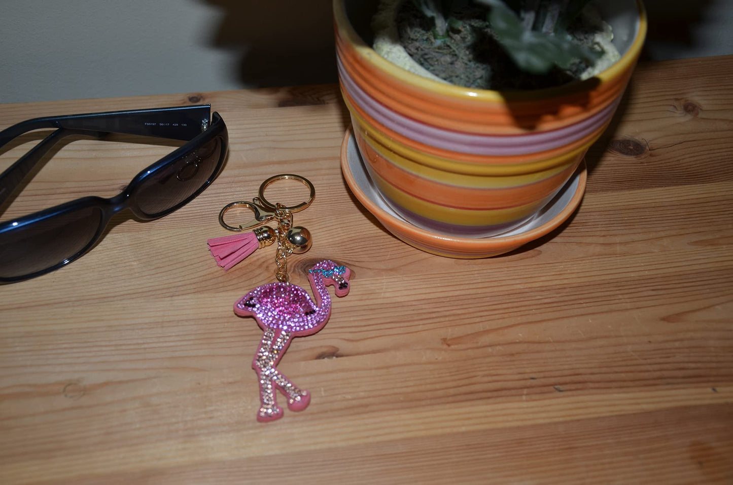 Popfizzy Rhinestone Pink Flamingo Keychain for Women, Bling Flamingo Accessories, Flamingo Backpack Keychain, Flamingo Gifts