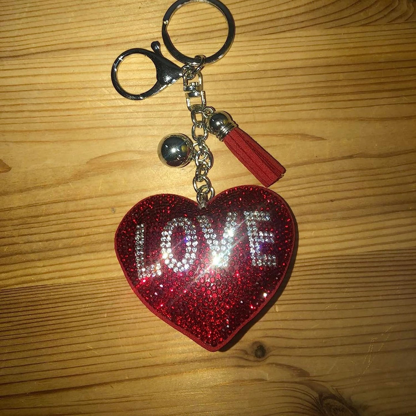 Popfizzy Bling Love Heart Keychains for Women and Girls, Rhinestone Purse Charms for Handbags, Cute Bag Charms, Thank You Gift for Women