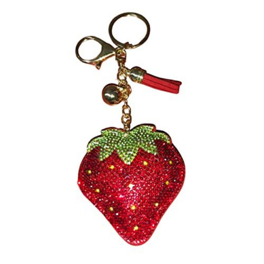 Popfizzy Bling Strawberry Keychain, Backpack Charm, Rhinestone Bag Charms, Strawberry Gifts, Foodie Gifts