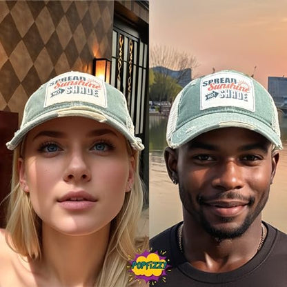 Popfizzy Spread Sunshine Not Shade Hat for Adults, Funny Vintage Trucker Hat, Positivity Baseball Cap, Gift for Women and Men