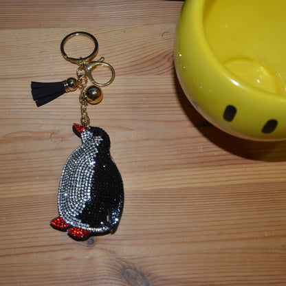 Popfizzy Penguin Keychains for Women and Girls, Bling Backpack Key Chain for Animal Lovers, Rhinestone Purse Charms