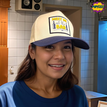 Popfizzy Meet Me at The Bar Hat for Men and Women, Alcohol Gifts for Drinkers, Funny Beer Drinking Hat with Funny Saying