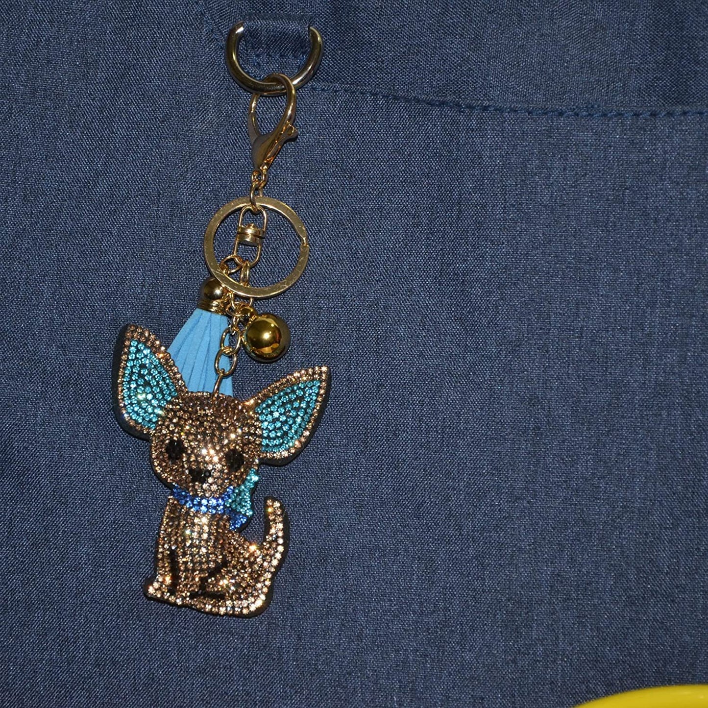 Popfizzy Bling Chihuahua Keychain for Women, Purse Bag Charm