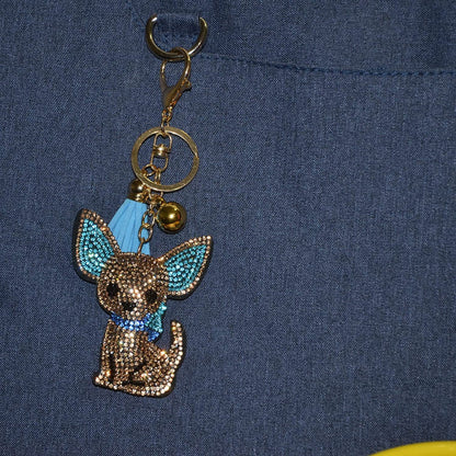 Popfizzy Bling Chihuahua Keychain for Women, Purse Bag Charm