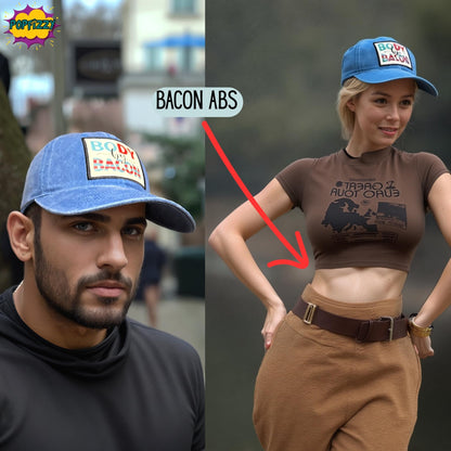 Popfizzy Body by Bacon Funny Hat for Men and Women, Fun Adult Food Humor Cap, Foodie Dad Hat, Funny Bacon Gifts for Adults